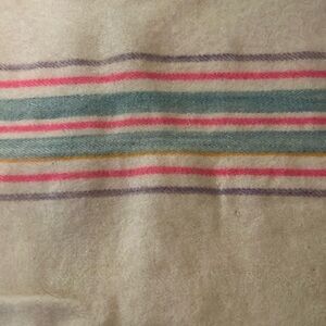 Antique woven wool throw blanket 4’x7’